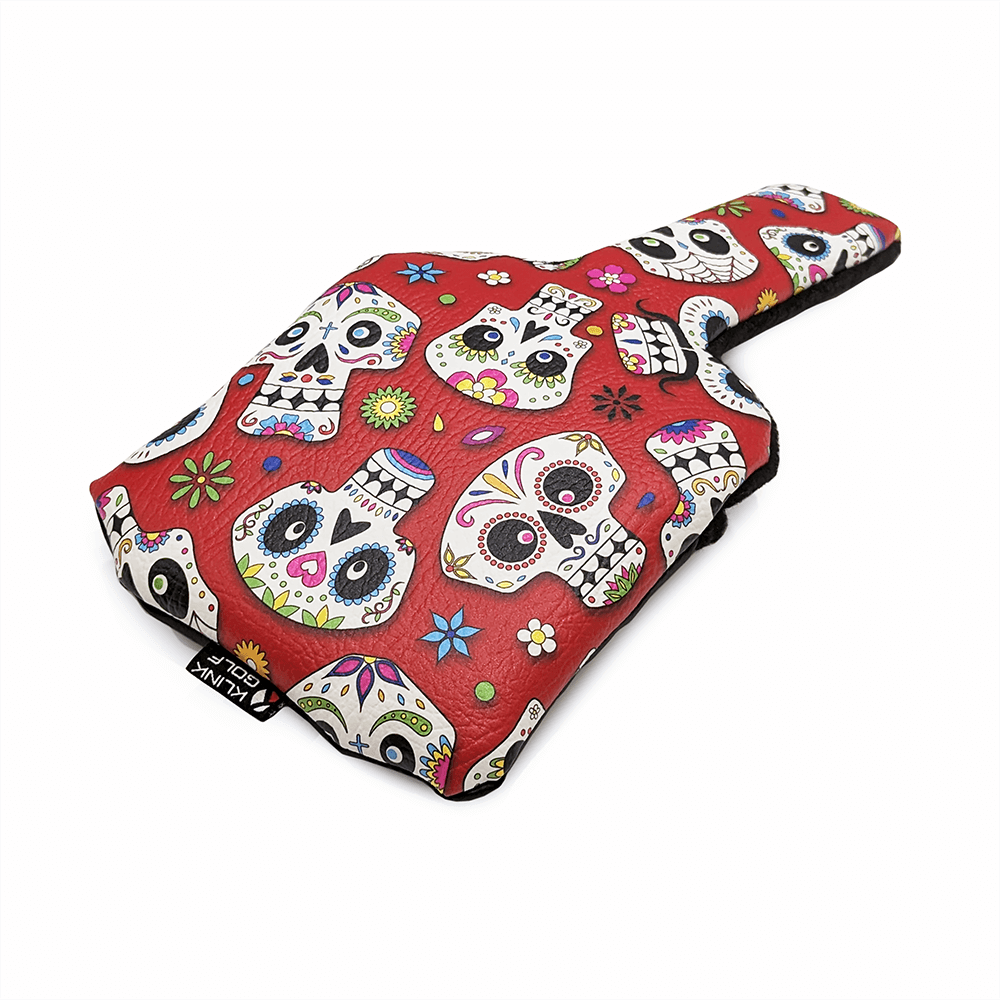 Red Skulls mallet putter headcover