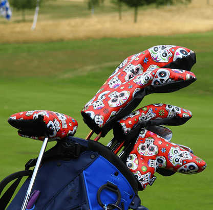 Red Skulls mallet putter headcover